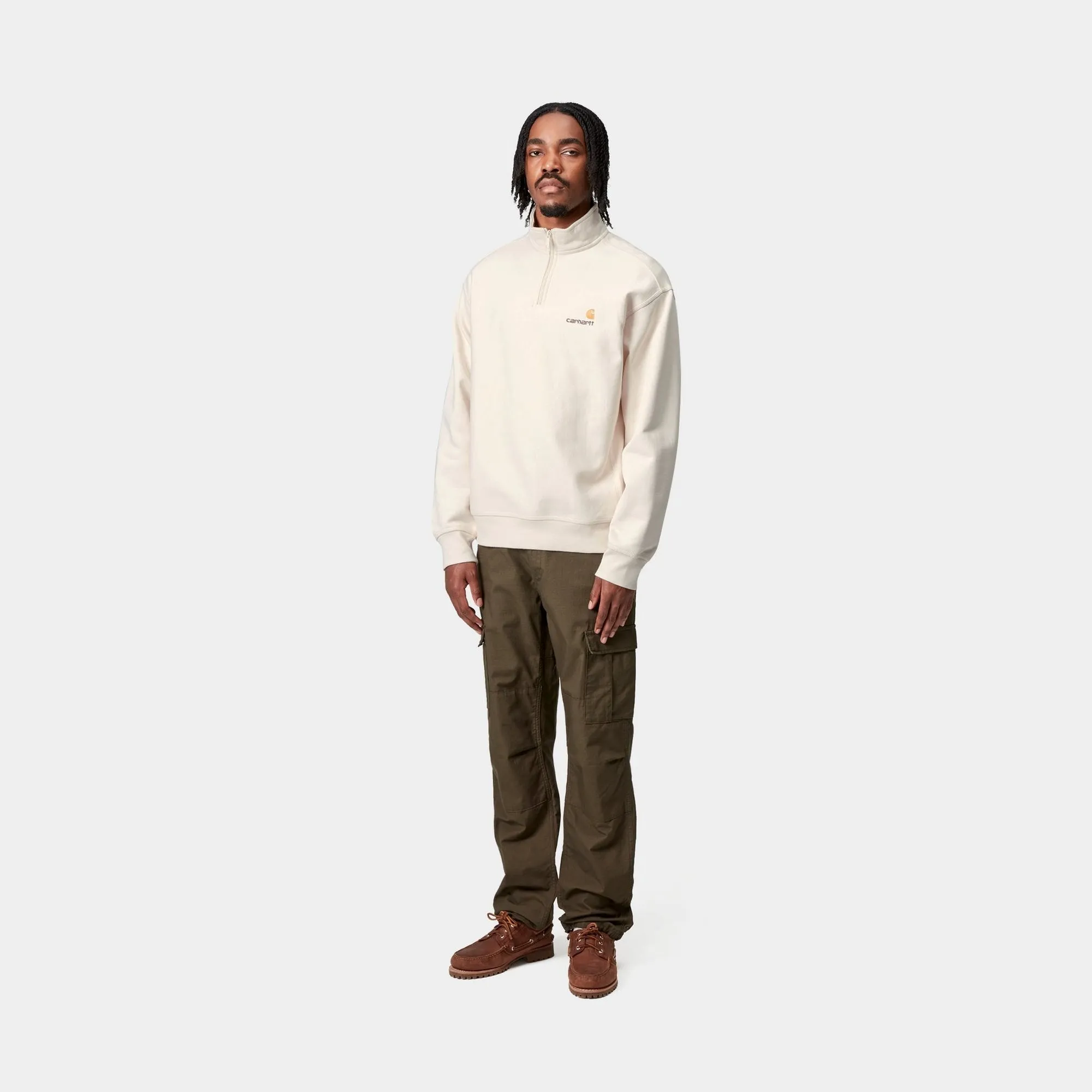 Half Zip American Script Sweatshirt | Natural