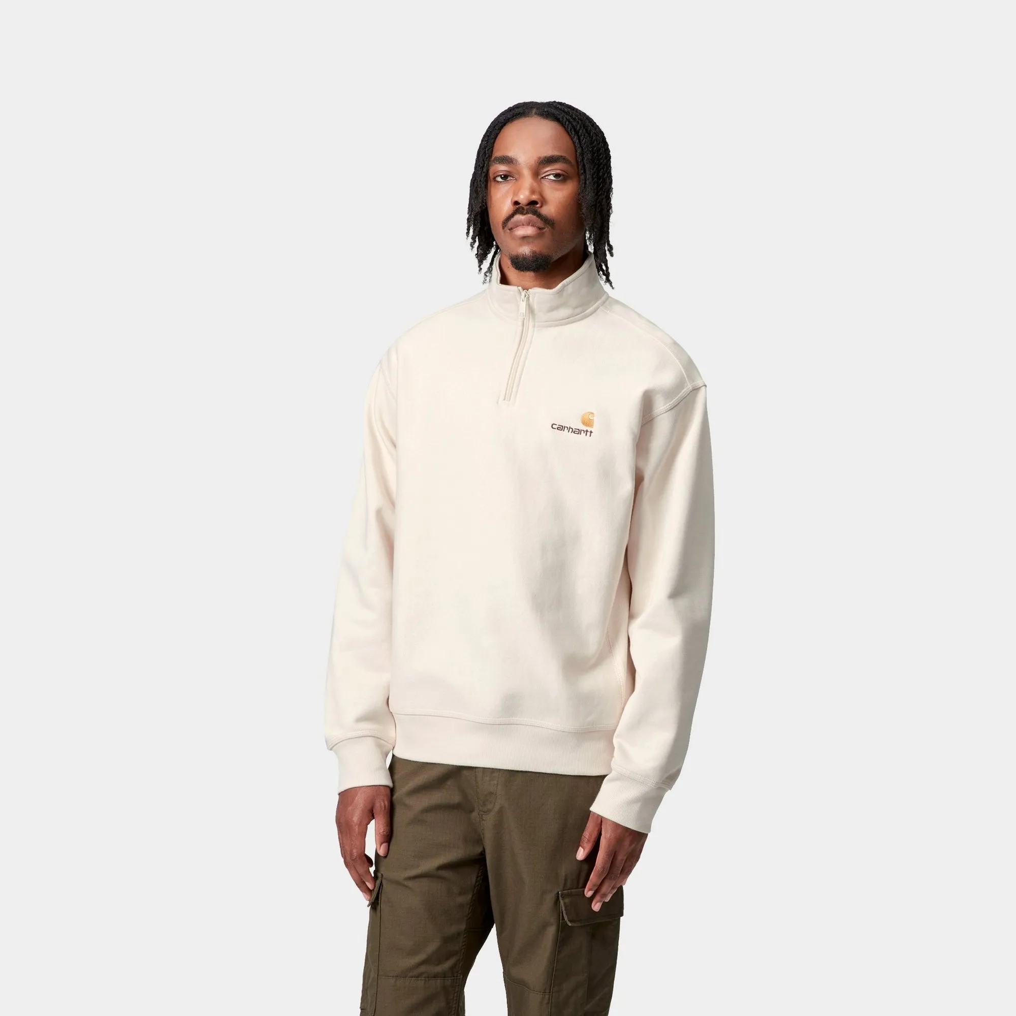 Half Zip American Script Sweatshirt | Natural