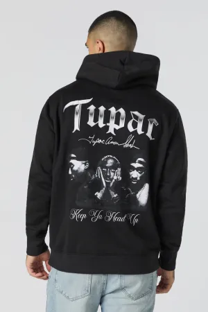 Haut à capuchon en molleton à imprimé Tupac