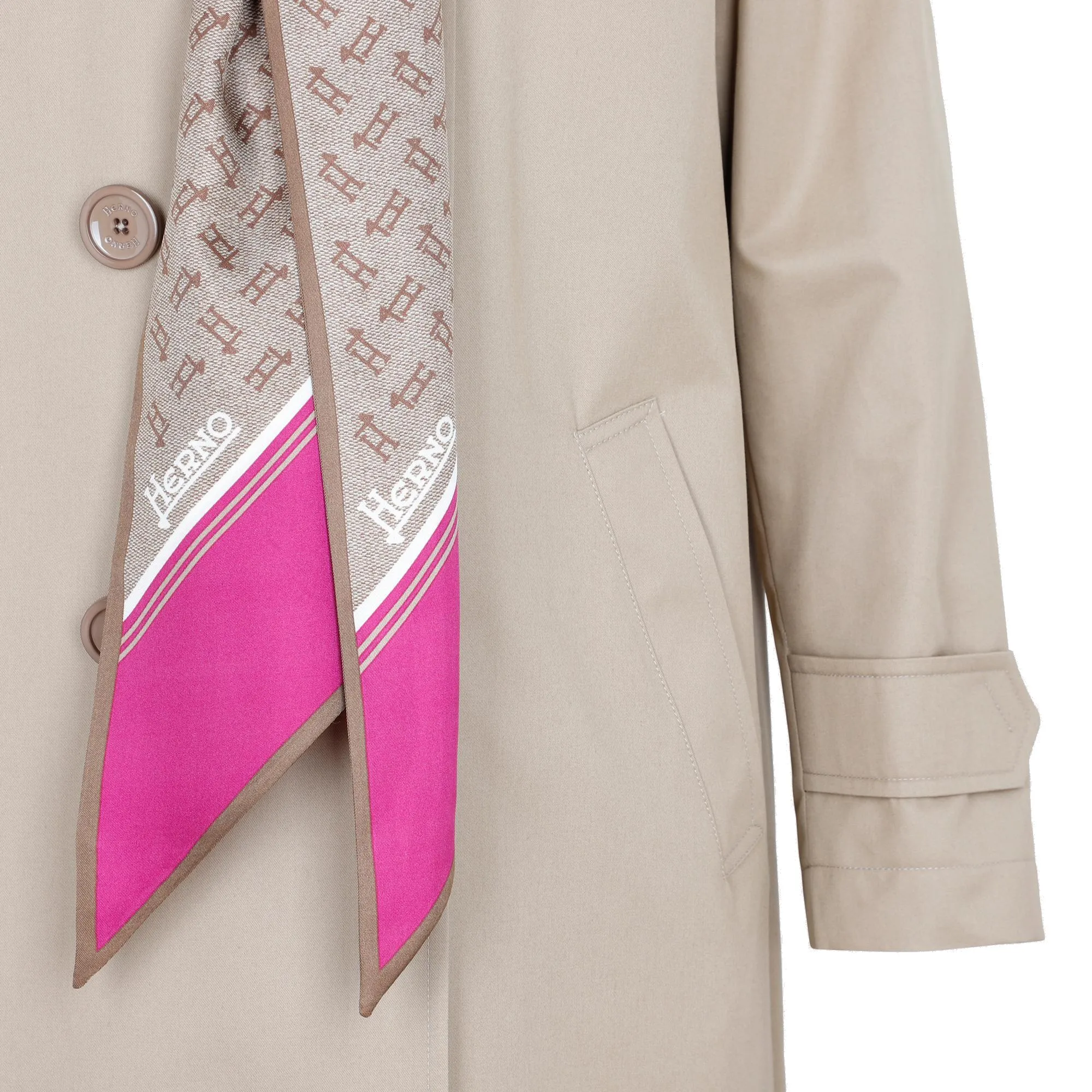 Herno Scarf-Detailed Double-Breasted Trench Coat
