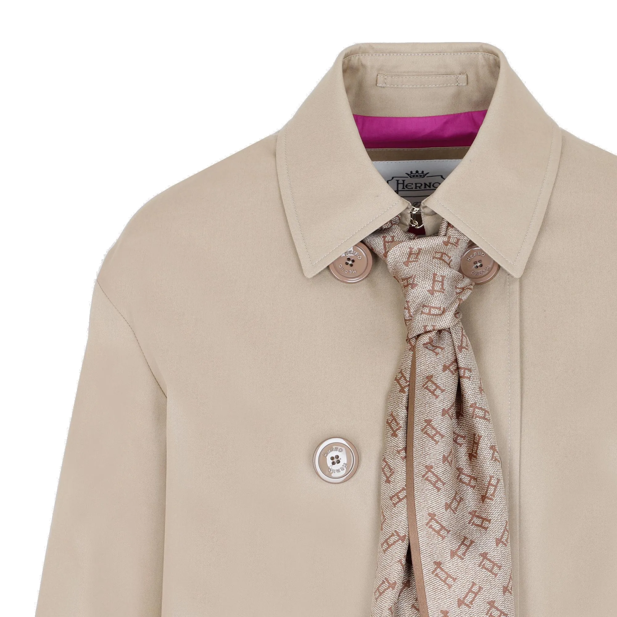 Herno Scarf-Detailed Double-Breasted Trench Coat