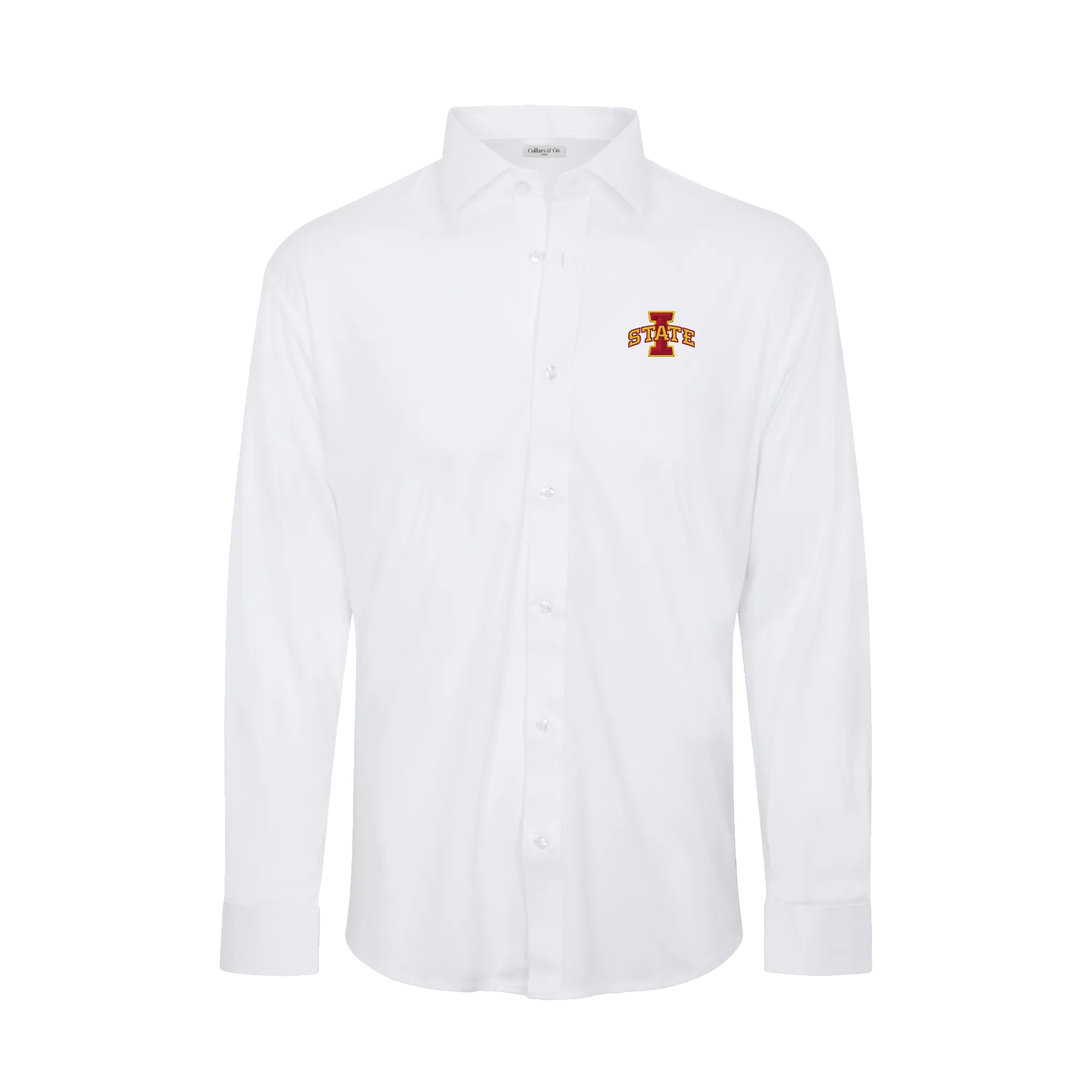 Iowa State Quattro Flex Dress Shirt with Semi-Spread Collar White