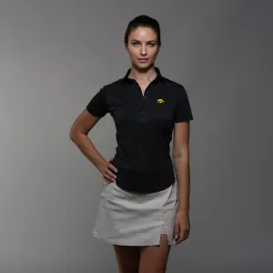 Iowa Women's Cap Sleeve Semi Spread Polo Black