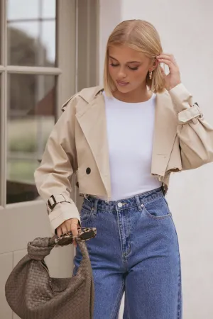 Izzi Crop Trench Jacket - Tan