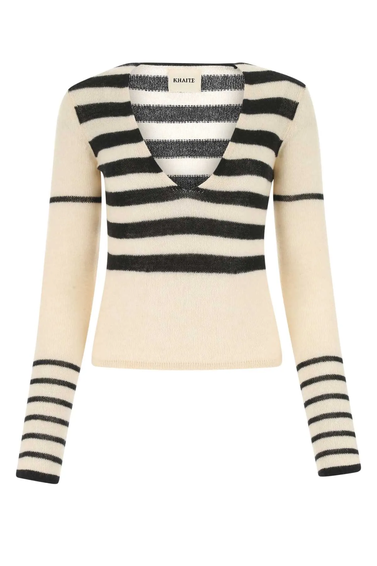 Khaite Striped V-Neck Knitted Jumper