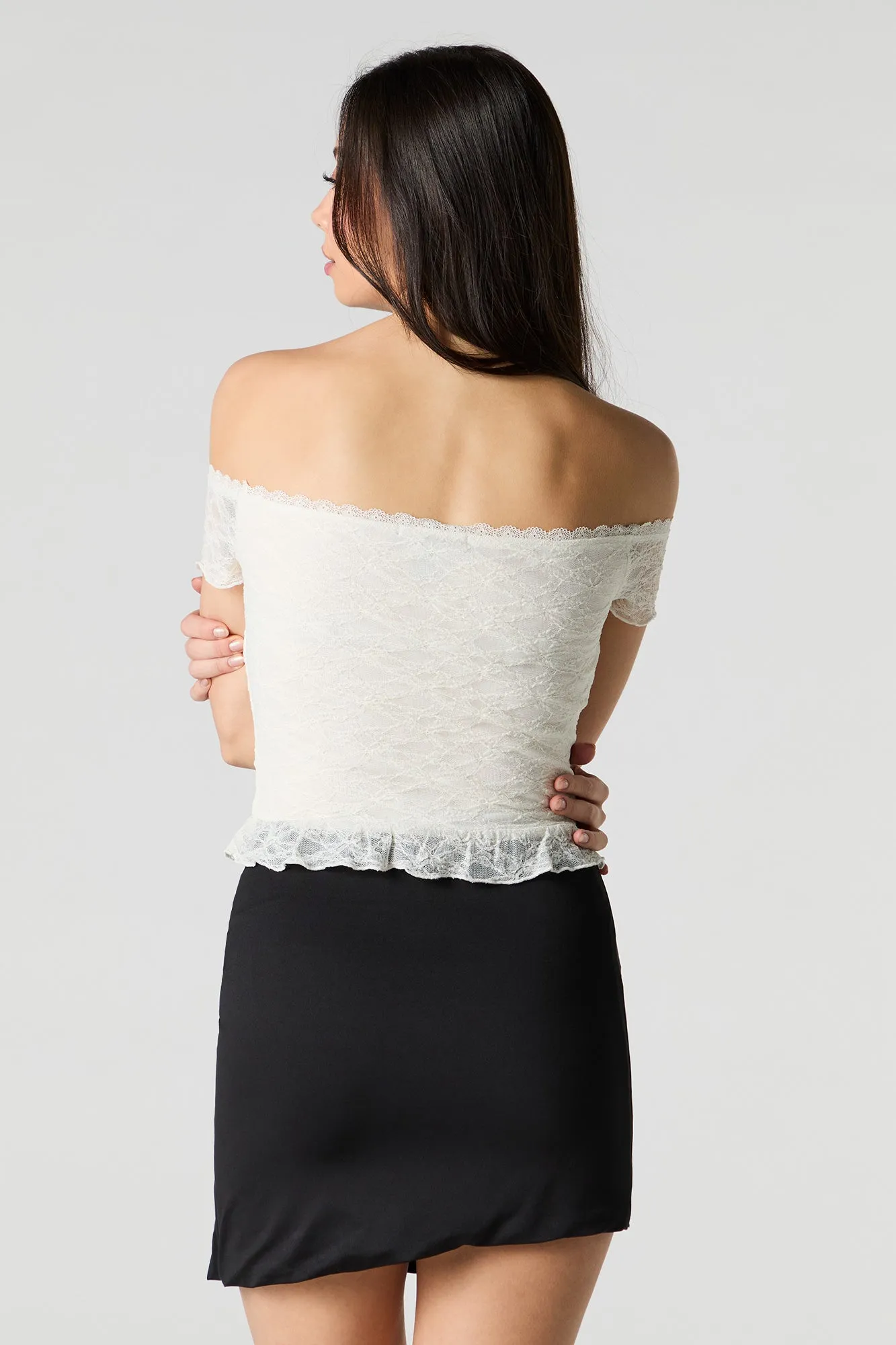 Lace Off Shoulder Crop Top