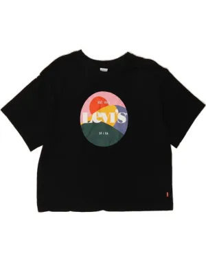 LEVI'S Girls Crop Graphic T-Shirt Top 13-14 Years XL Black Cotton