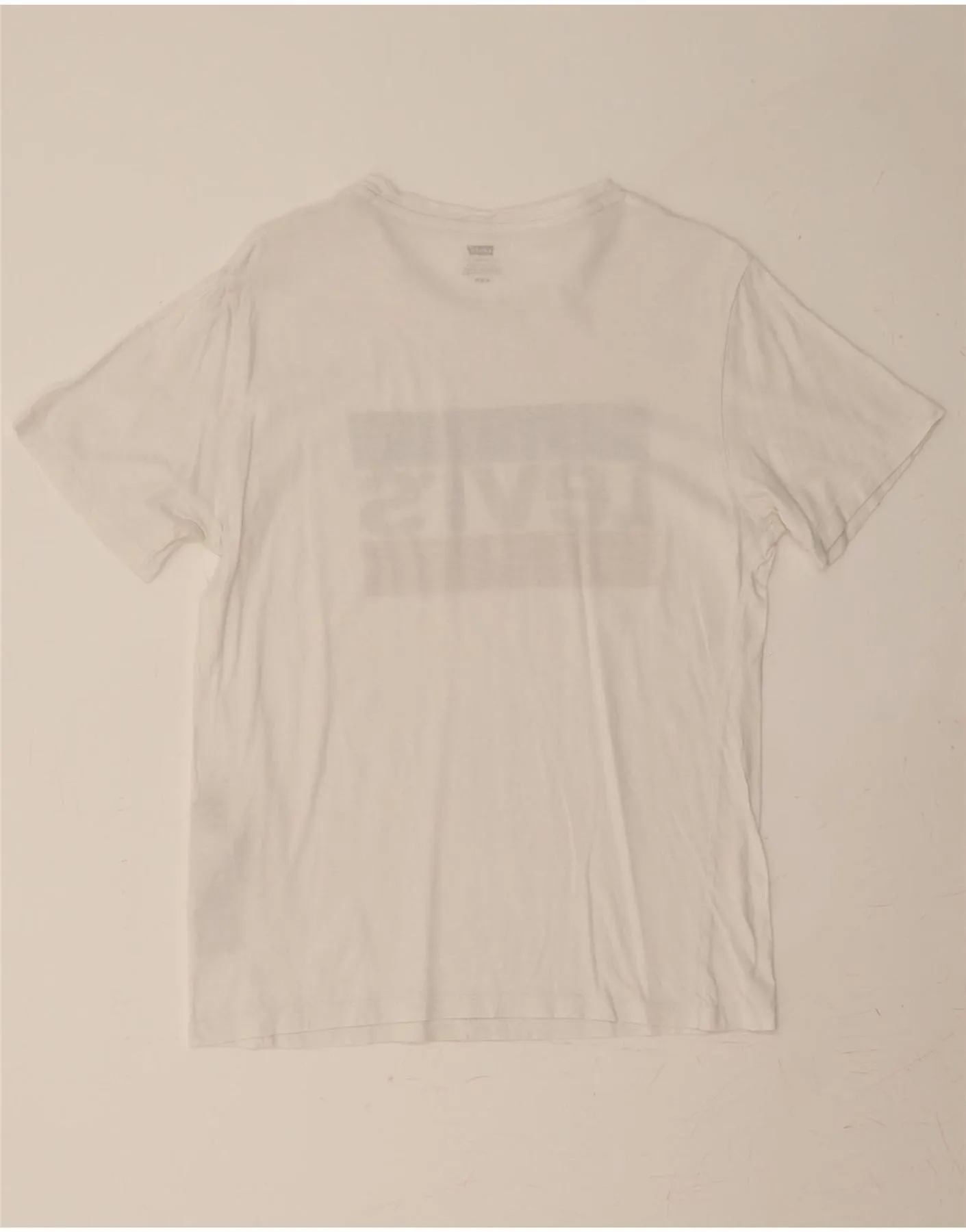 LEVI'S Womens Crop Graphic T-Shirt Top UK 12 Medium White Cotton