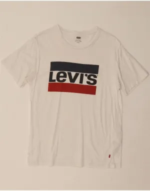 LEVI'S Womens Crop Graphic T-Shirt Top UK 12 Medium White Cotton