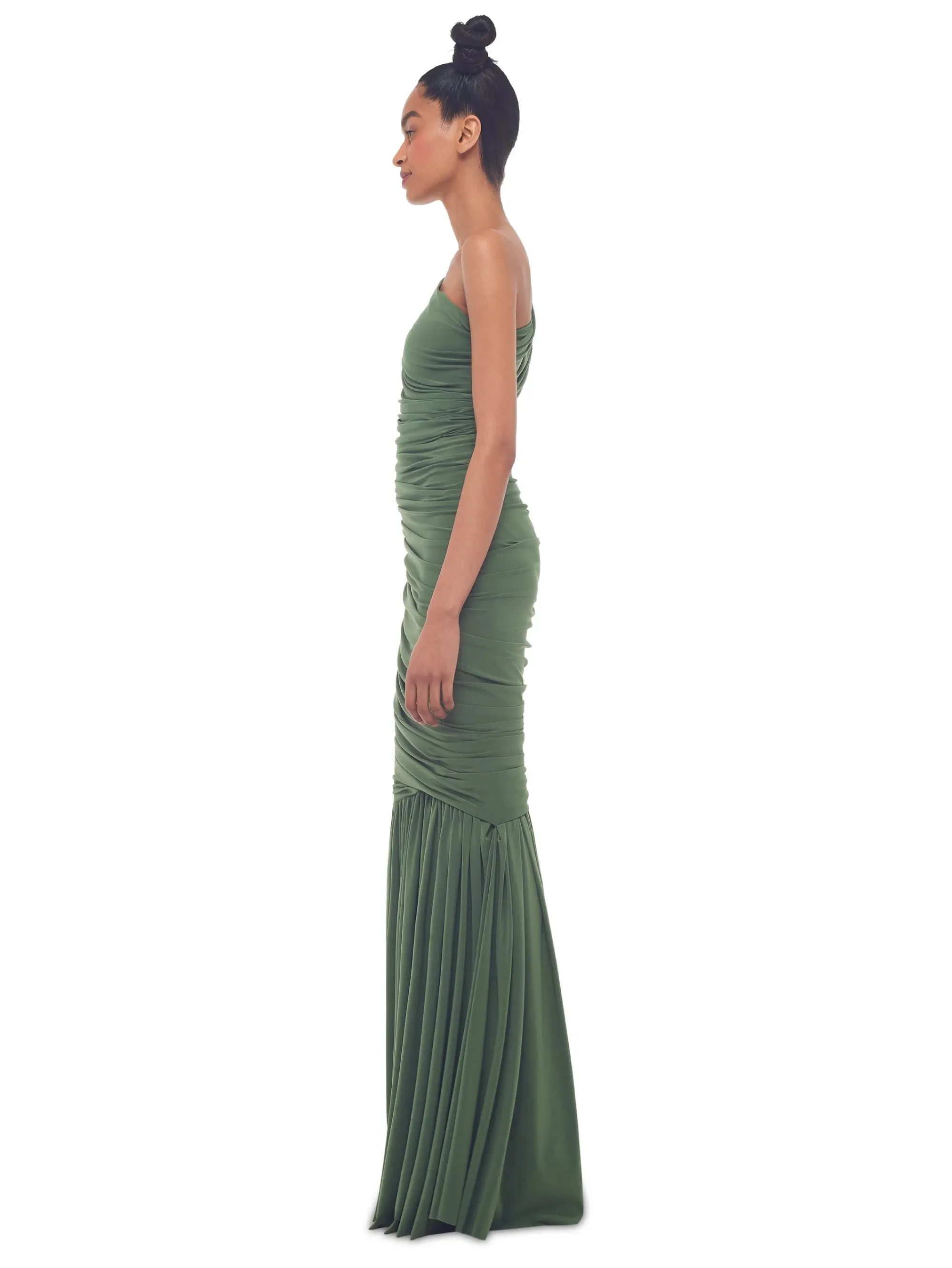 Long Green One Shoulder Dress