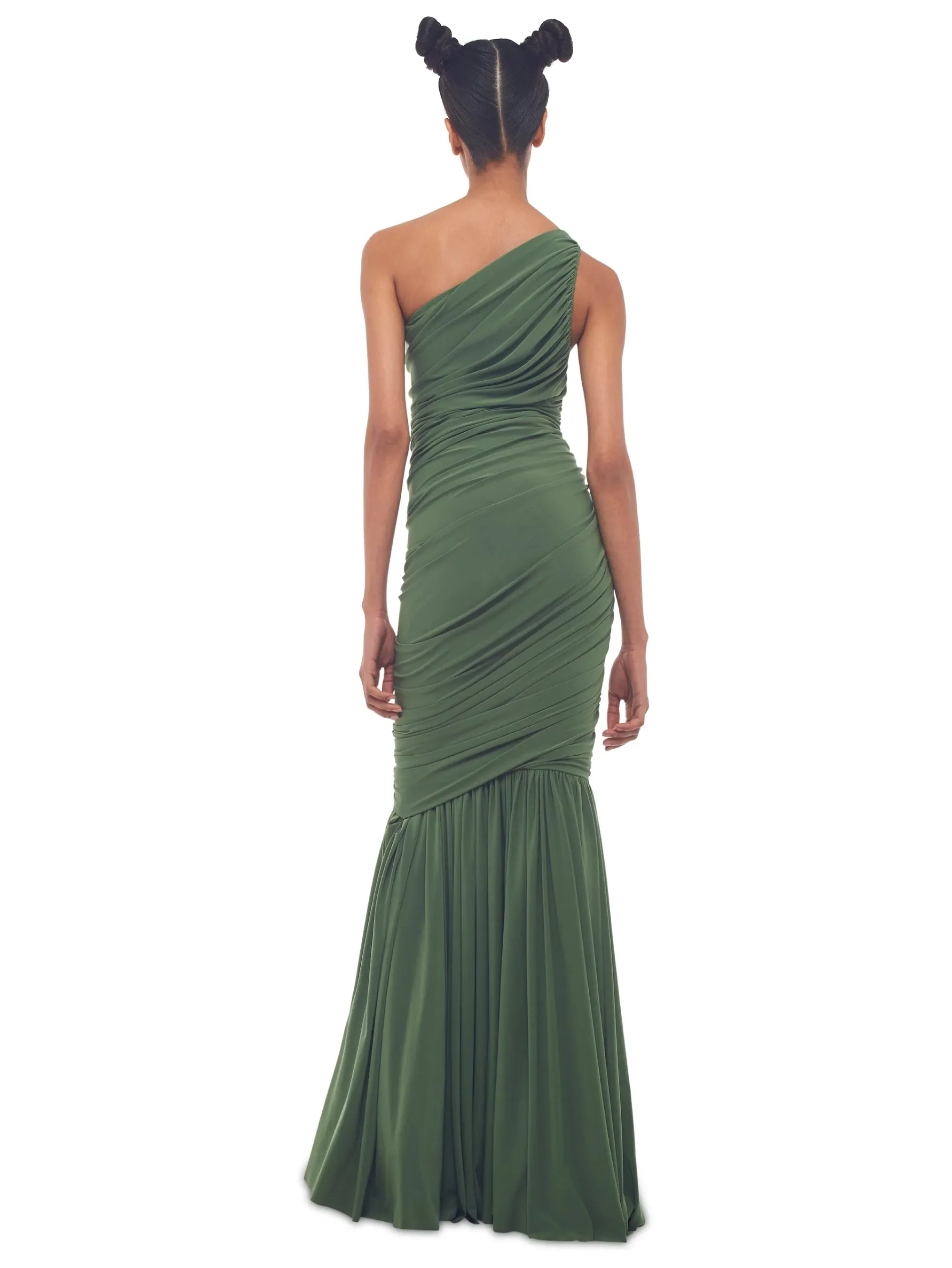 Long Green One Shoulder Dress