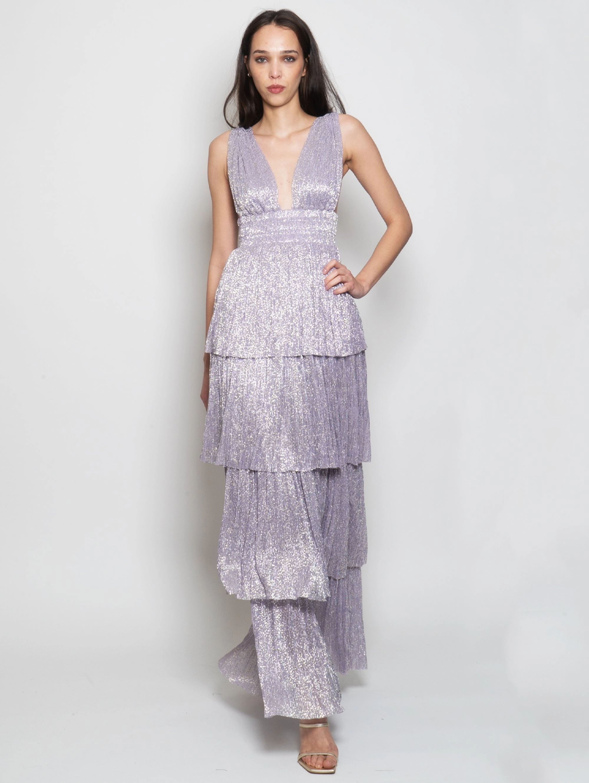 Long Dress with Lilac Ruffled Skirt