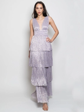 Long Dress with Lilac Ruffled Skirt