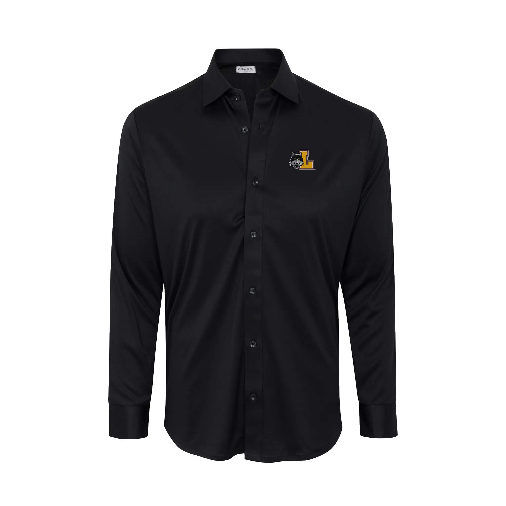 Loyola Chicago Quattro Flex Dress Shirt with Semi-Spread Collar Black