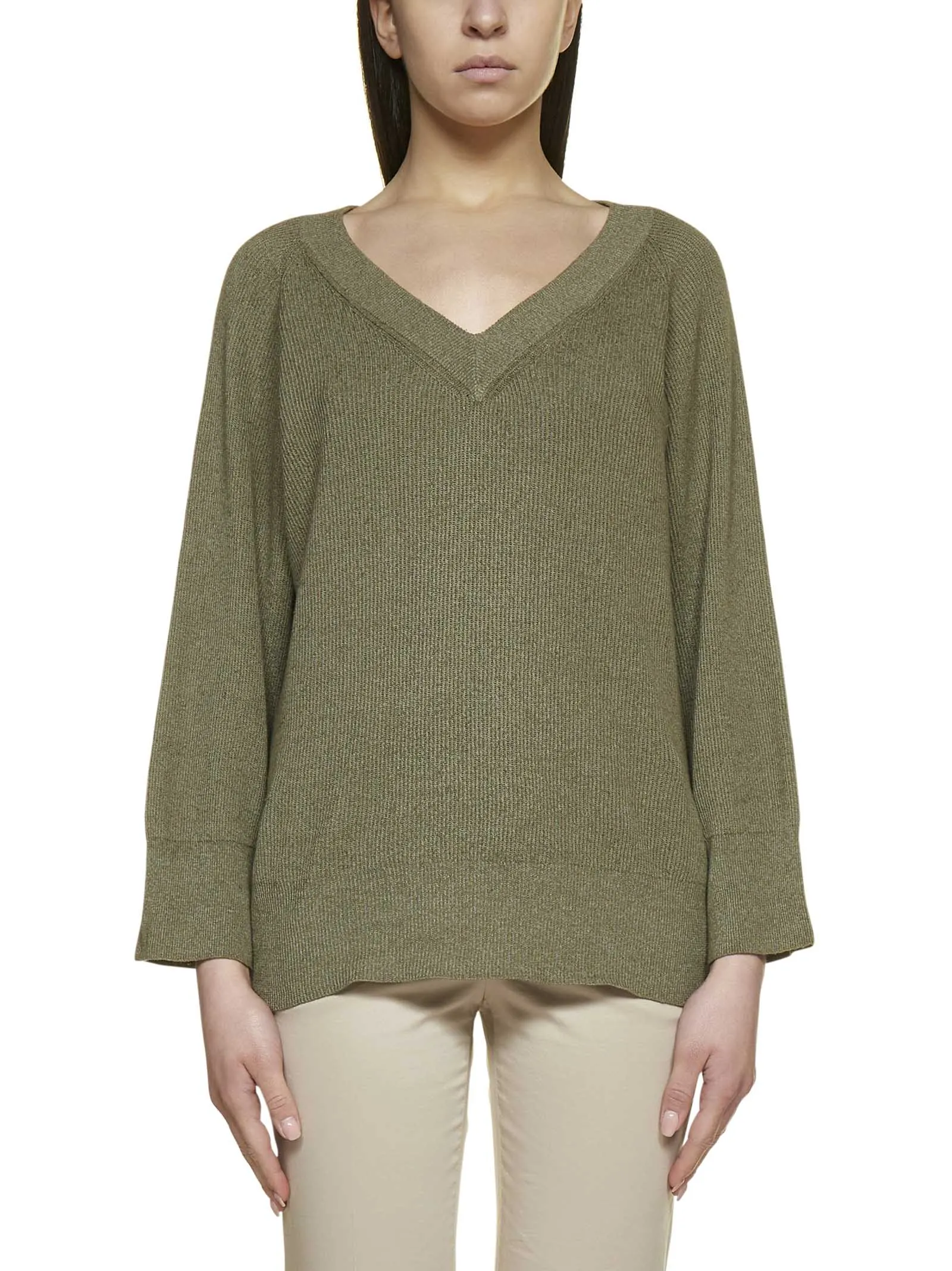 Malo V-Neck Knitted Raglan-Sleeve Jumper