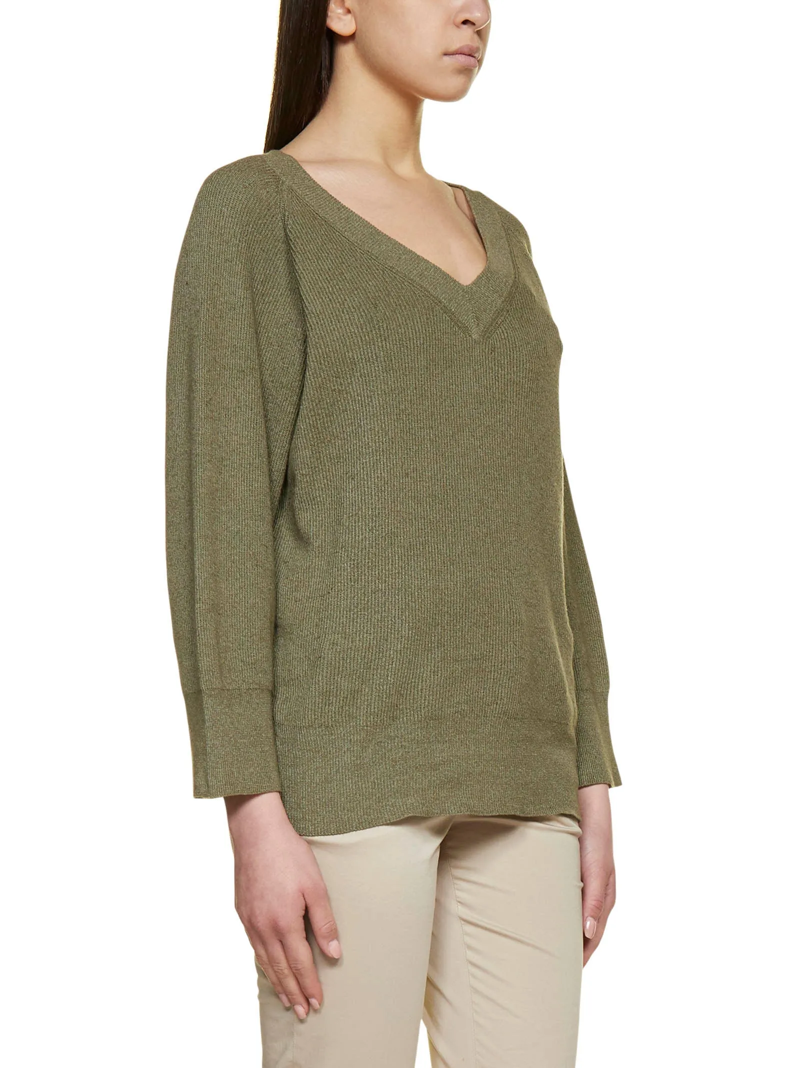 Malo V-Neck Knitted Raglan-Sleeve Jumper