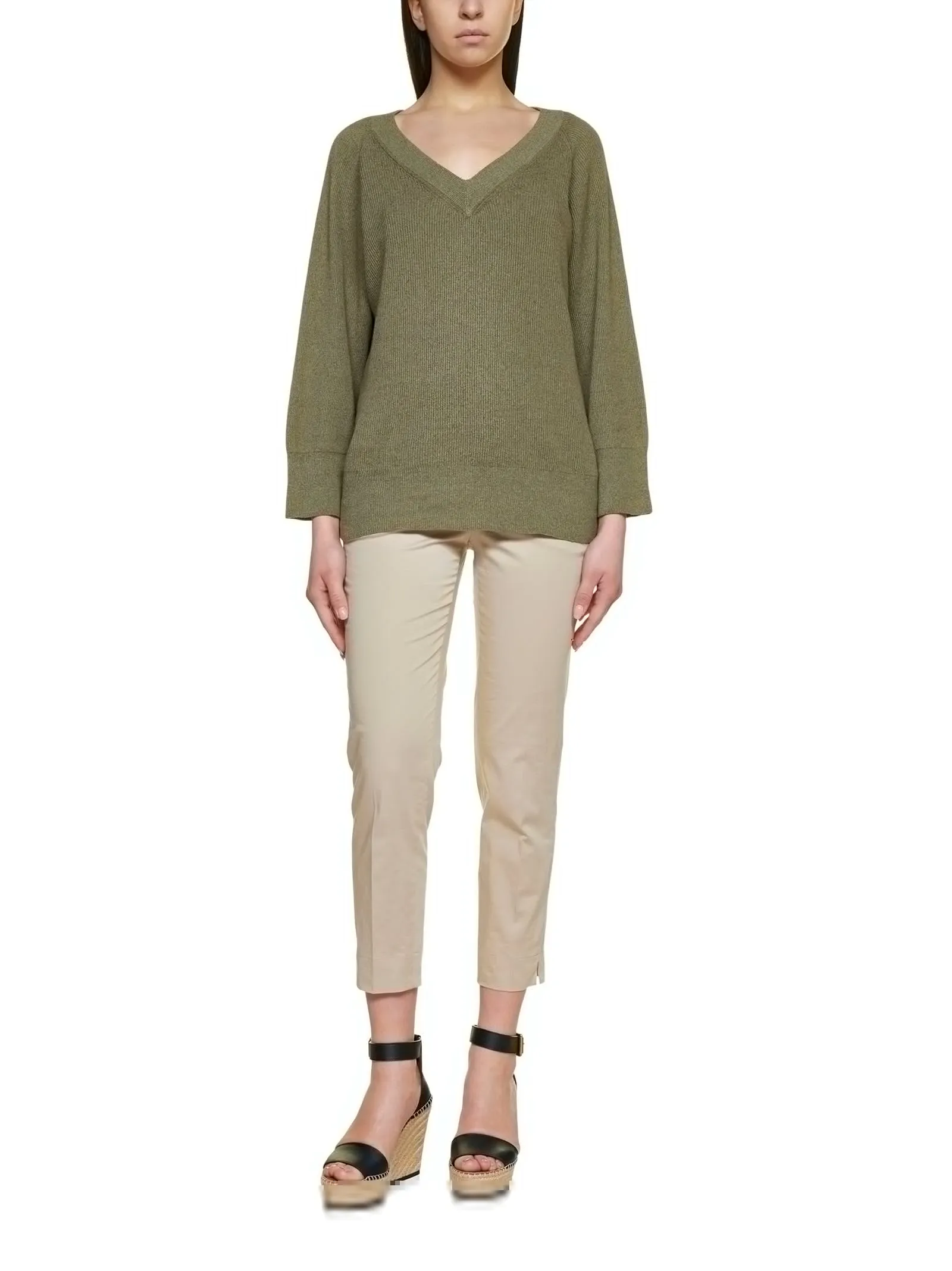 Malo V-Neck Knitted Raglan-Sleeve Jumper