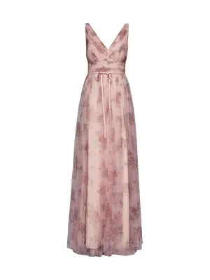 Marchesa Notte Floral Printed V-Neck Maxi Dress