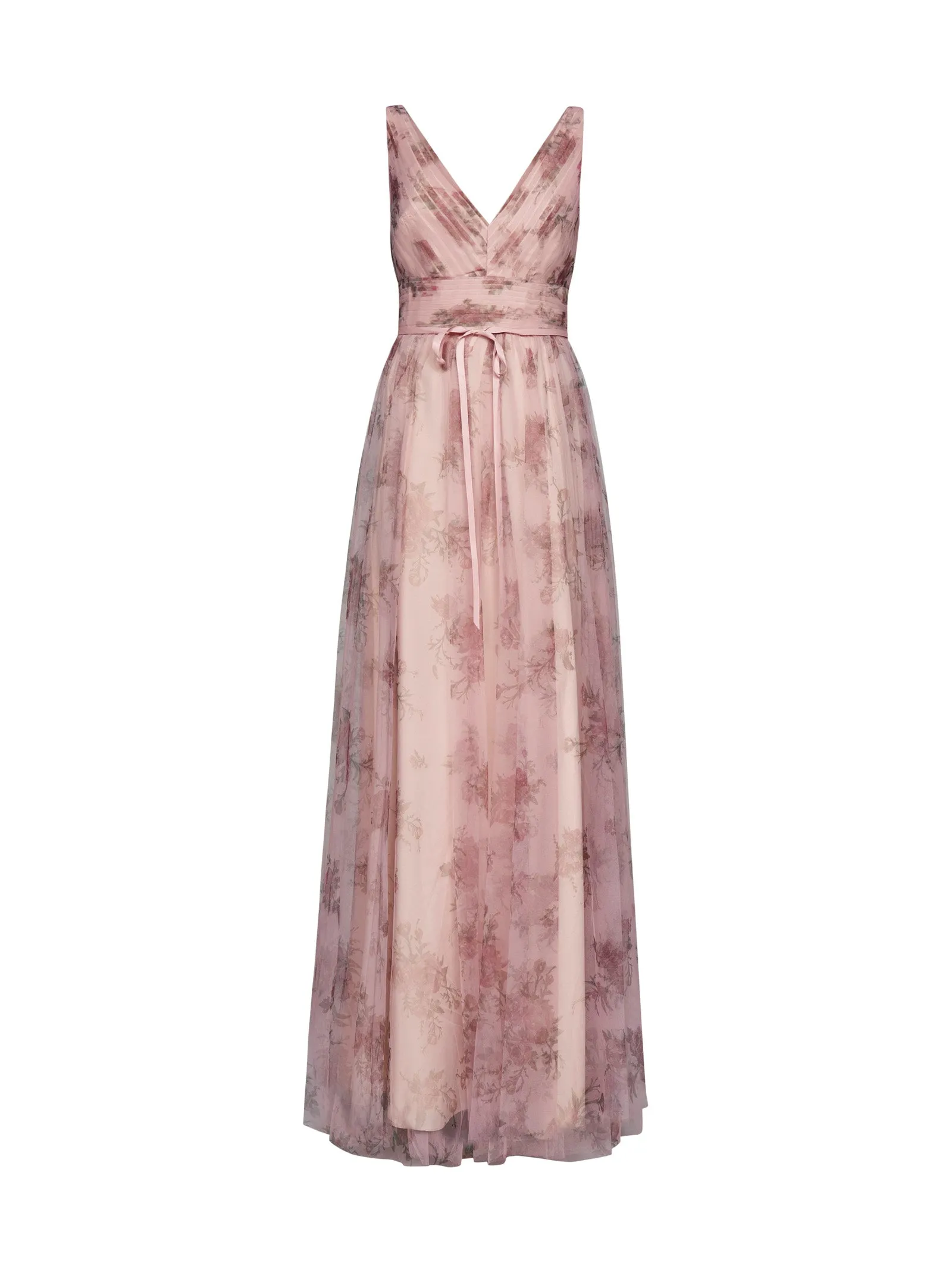 Marchesa Notte Floral Printed V-Neck Maxi Dress