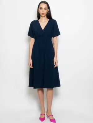 Midi Dress with Short Sleeves Blue