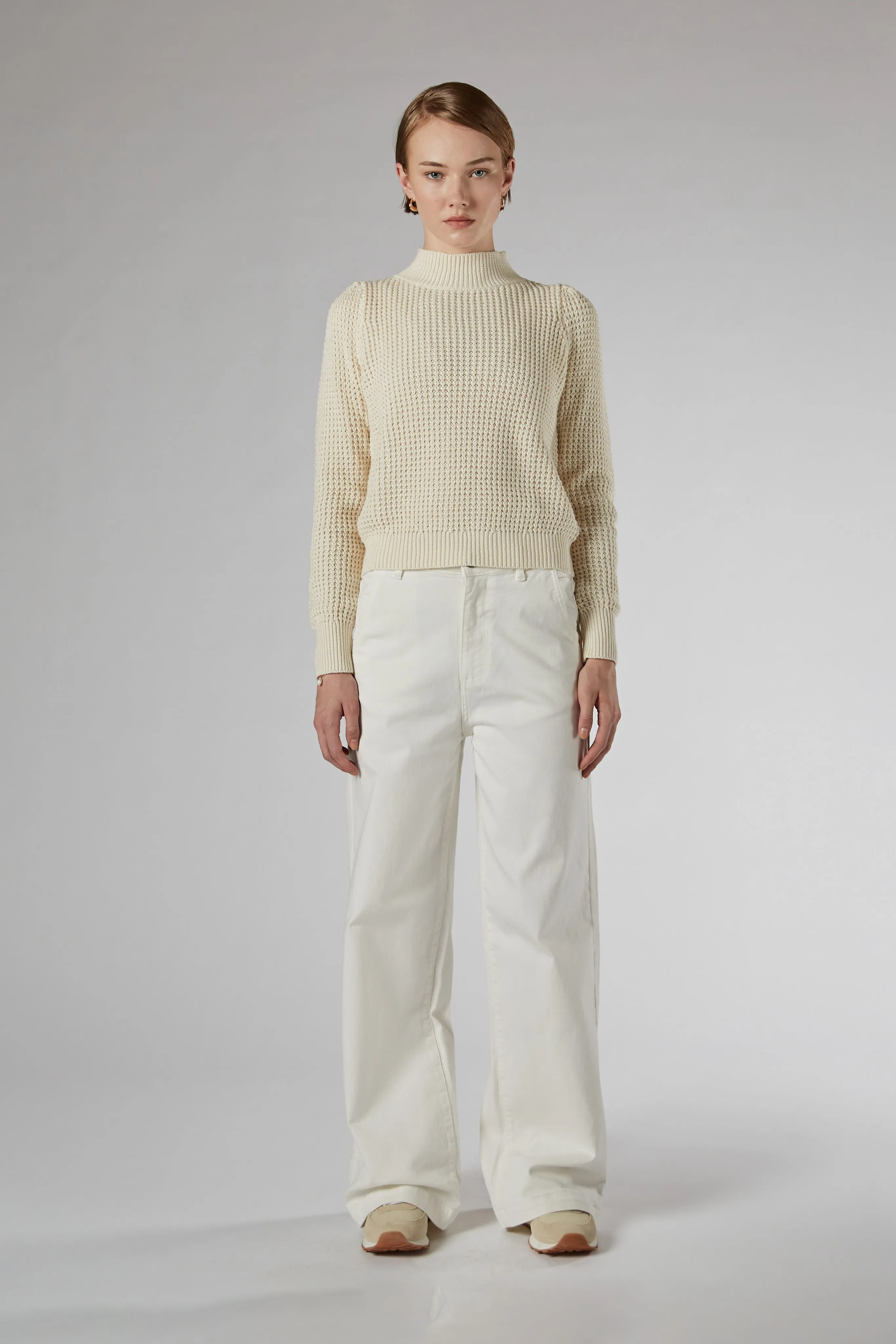 Mila Ivory Mid Rise Palazzo Jeans