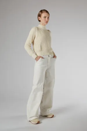 Mila Ivory Mid Rise Palazzo Jeans