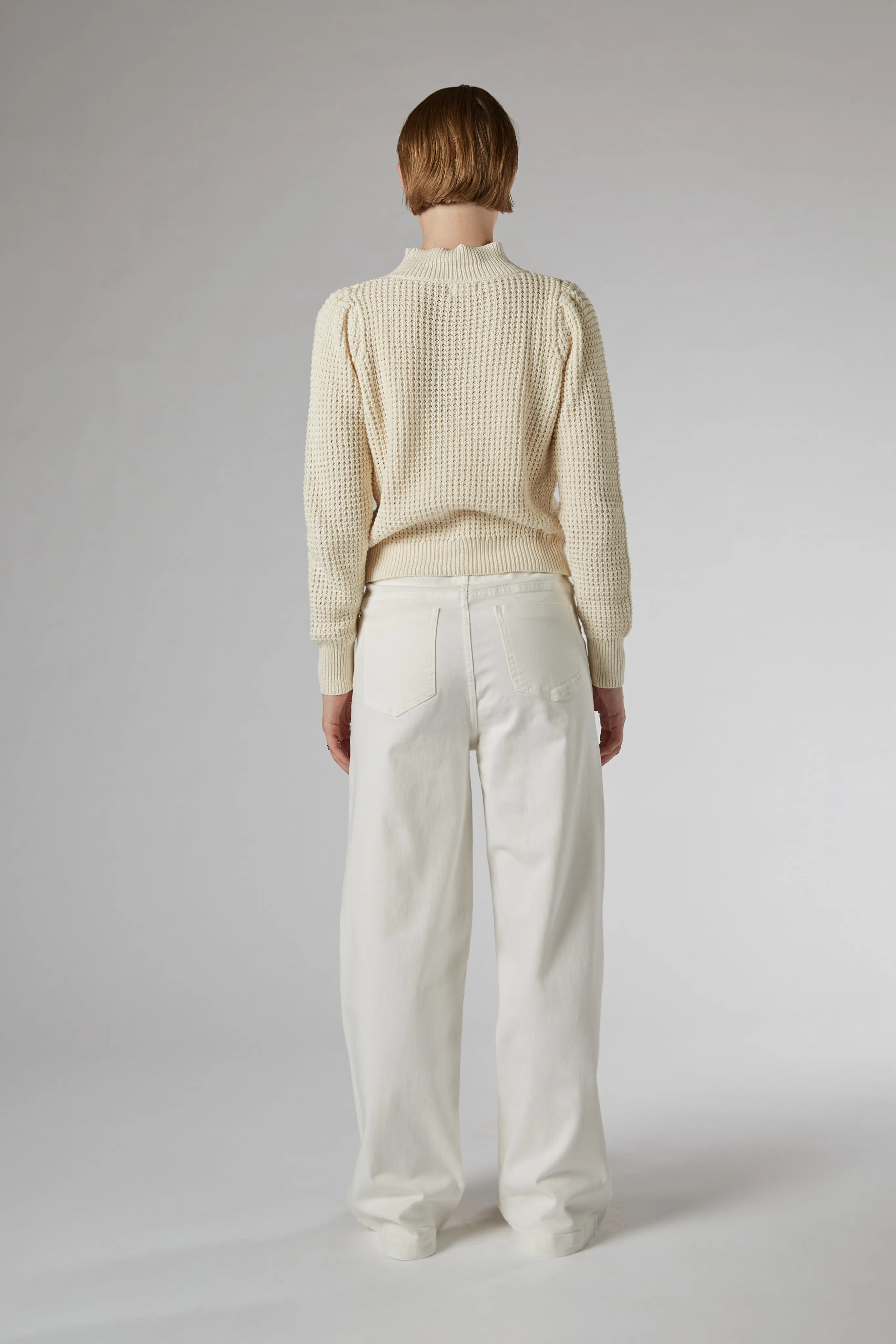 Mila Ivory Mid Rise Palazzo Jeans