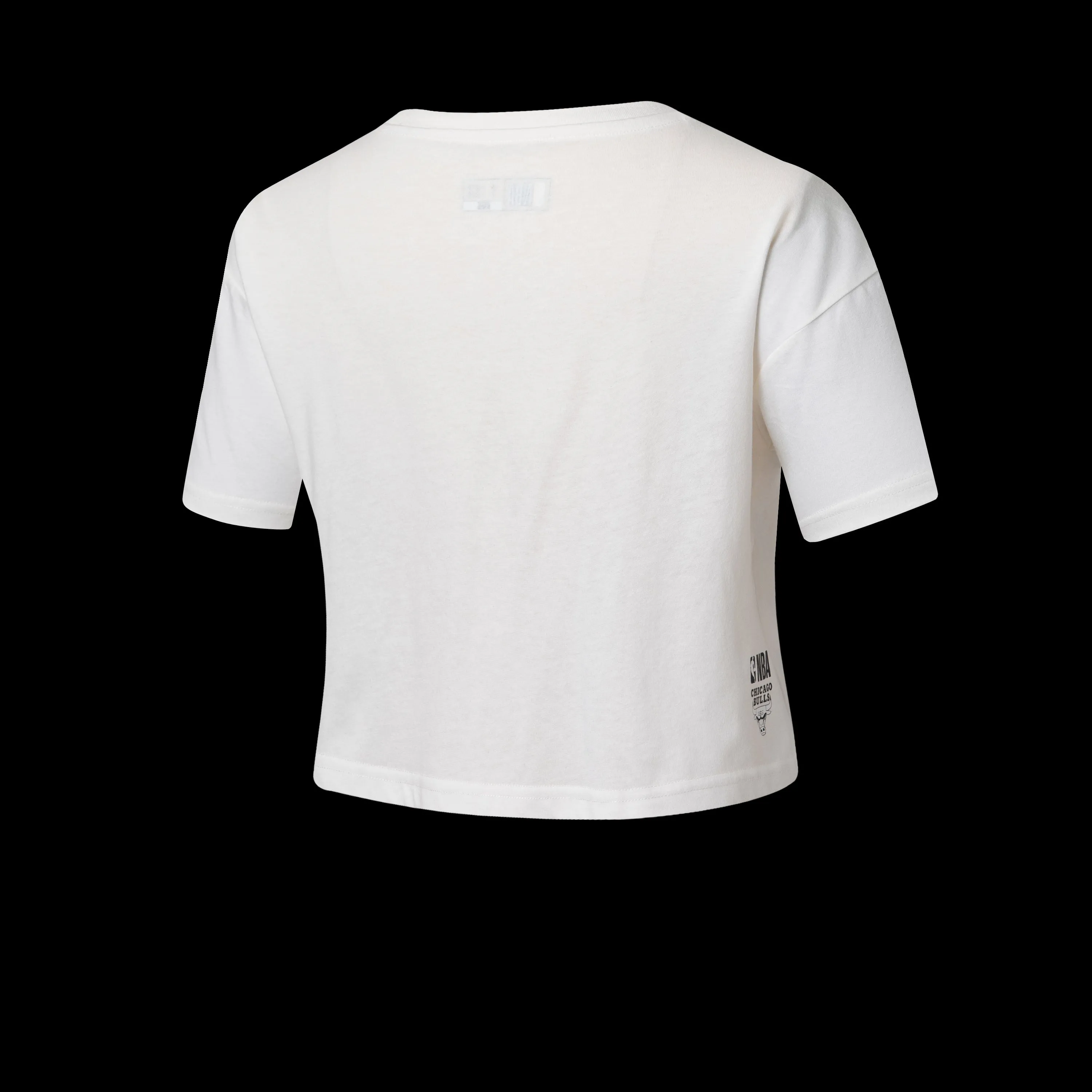 NBA Wordmark Embroidery Boxy Fit Cropped Top - OFF WHITE BULLS