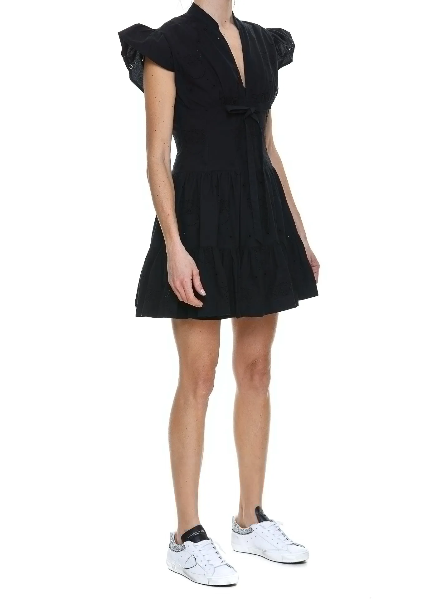 Pinko Bow-Detailed V-Neck Sleeveless Dress