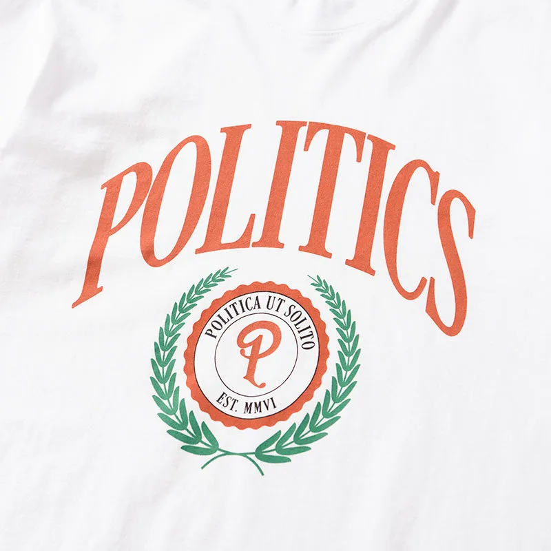 Politics College Tee - White/Burnt Orange