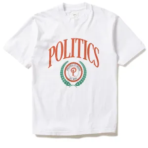 Politics College Tee - White/Burnt Orange