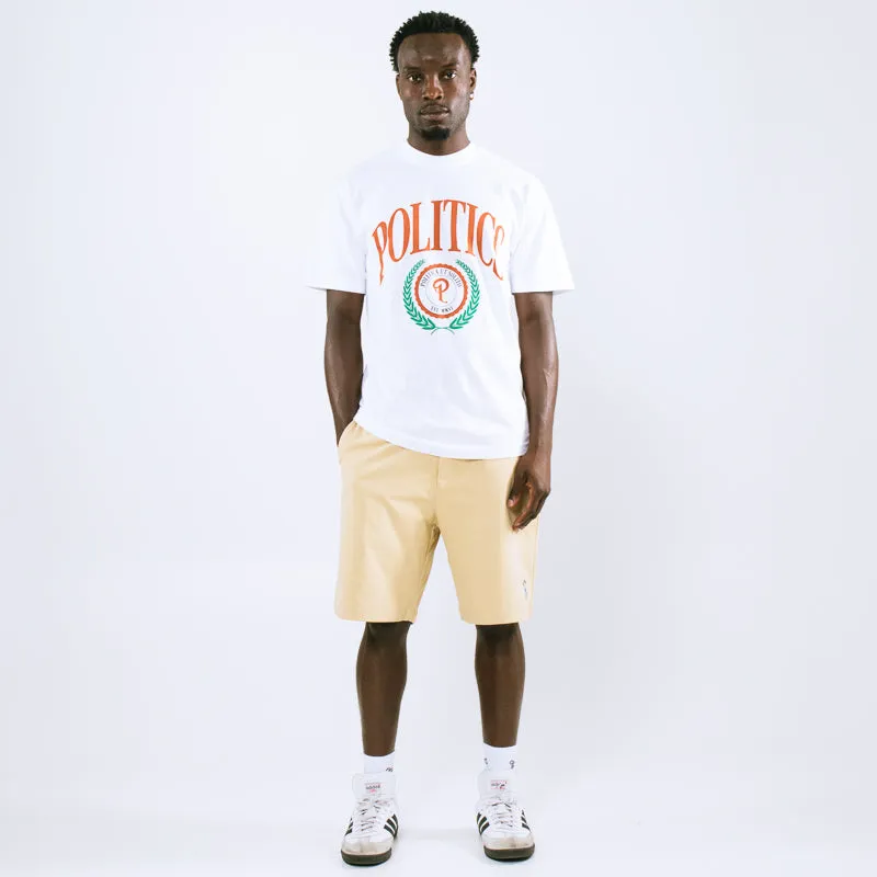 Politics College Tee - White/Burnt Orange
