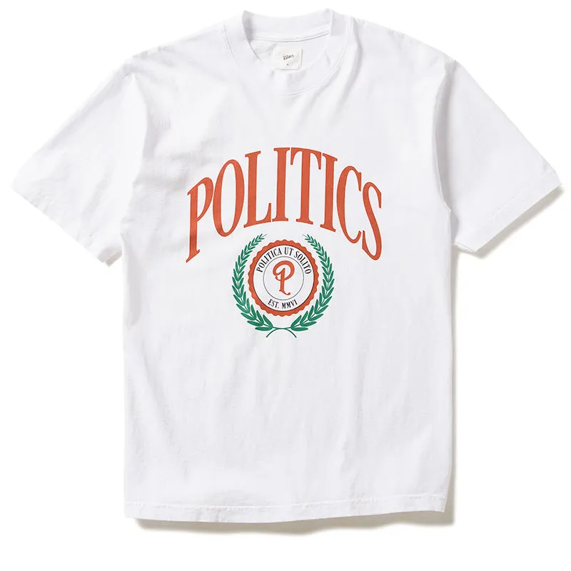 Politics College Tee - White/Burnt Orange