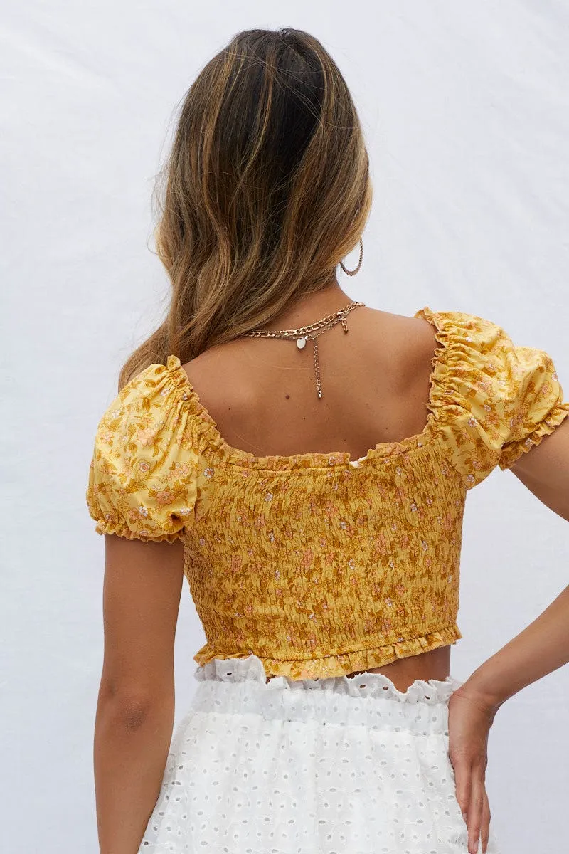 Print Crop Top Short Sleeve