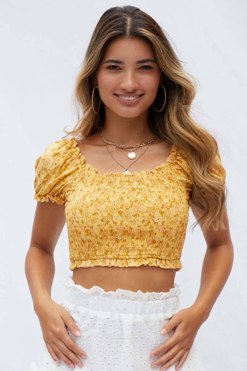 Print Crop Top Short Sleeve