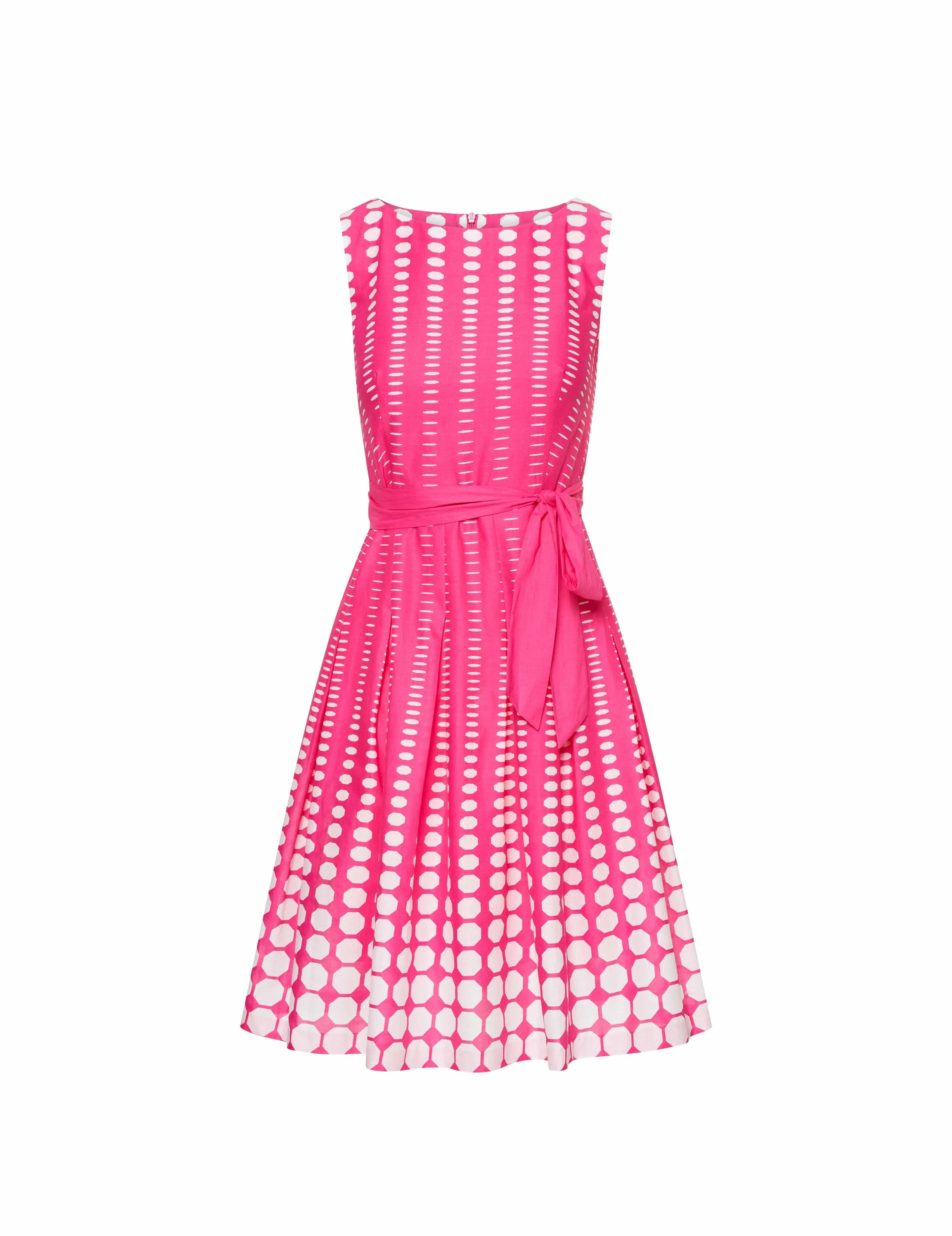 Printed Cotton Fit & Flare With Sash- Sale