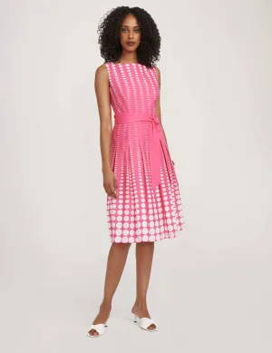 Printed Cotton Fit & Flare With Sash- Sale