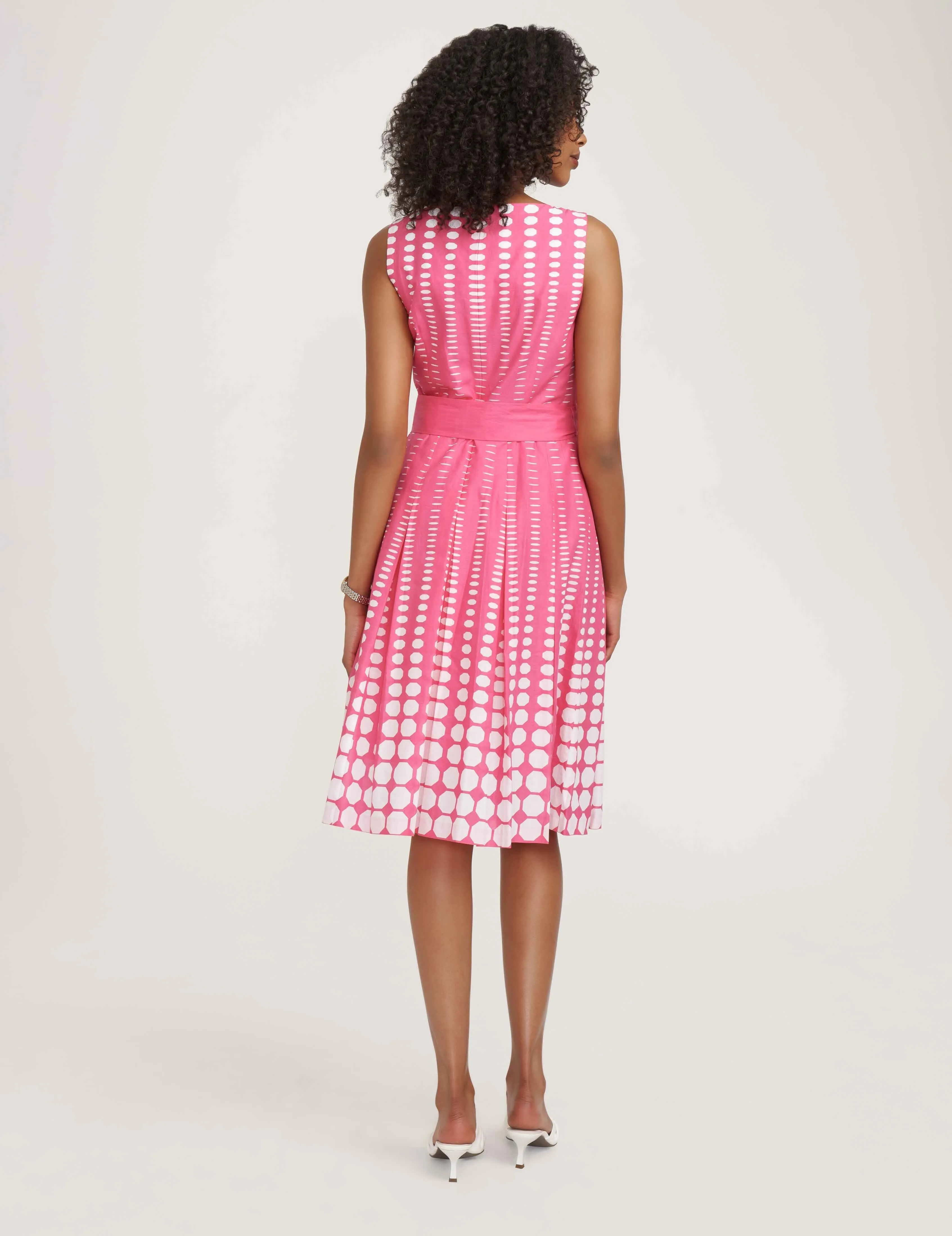 Printed Cotton Fit & Flare With Sash- Sale