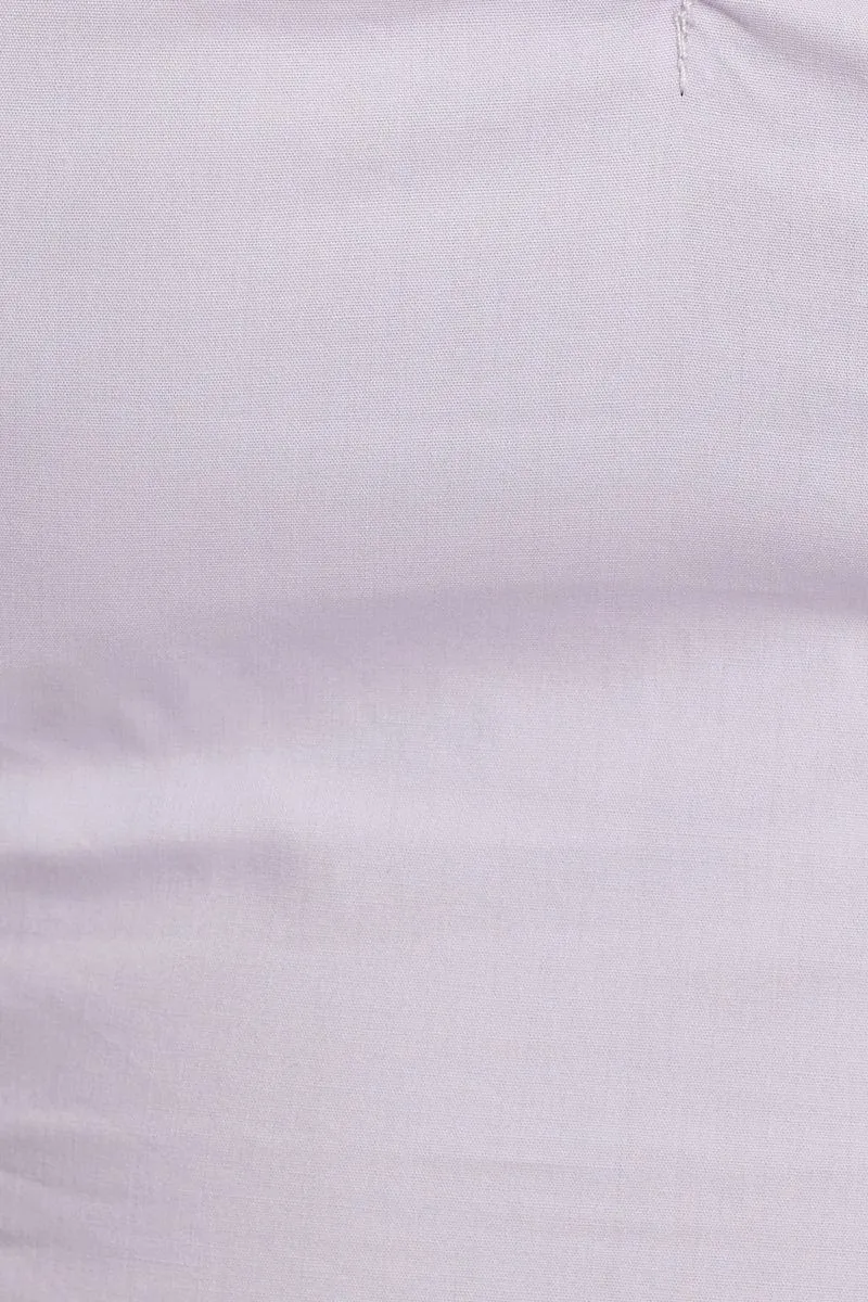Purple Poplin Puff Sleeve Crop Top