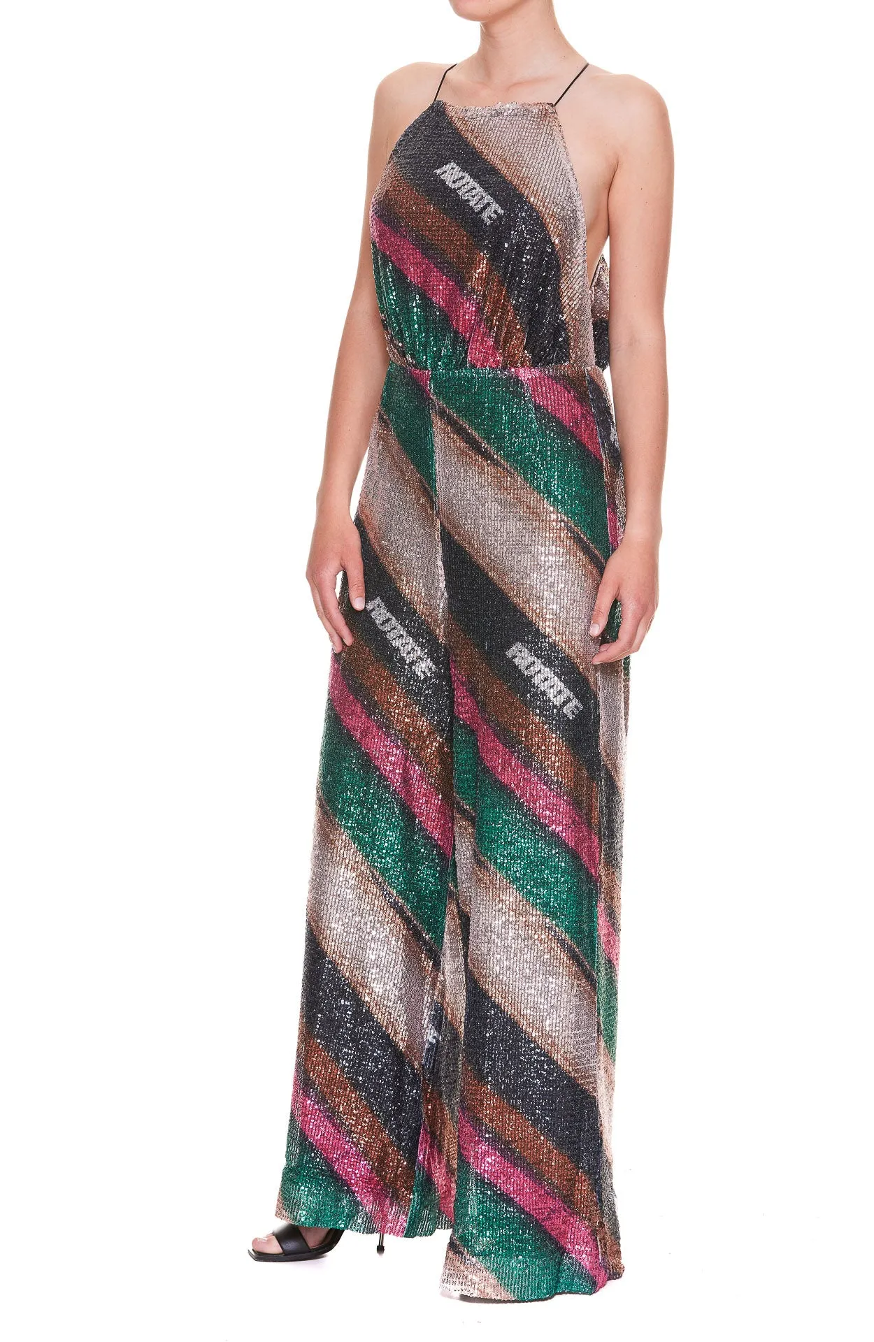 ROTATE Sequin Embellished Striped Playsuit