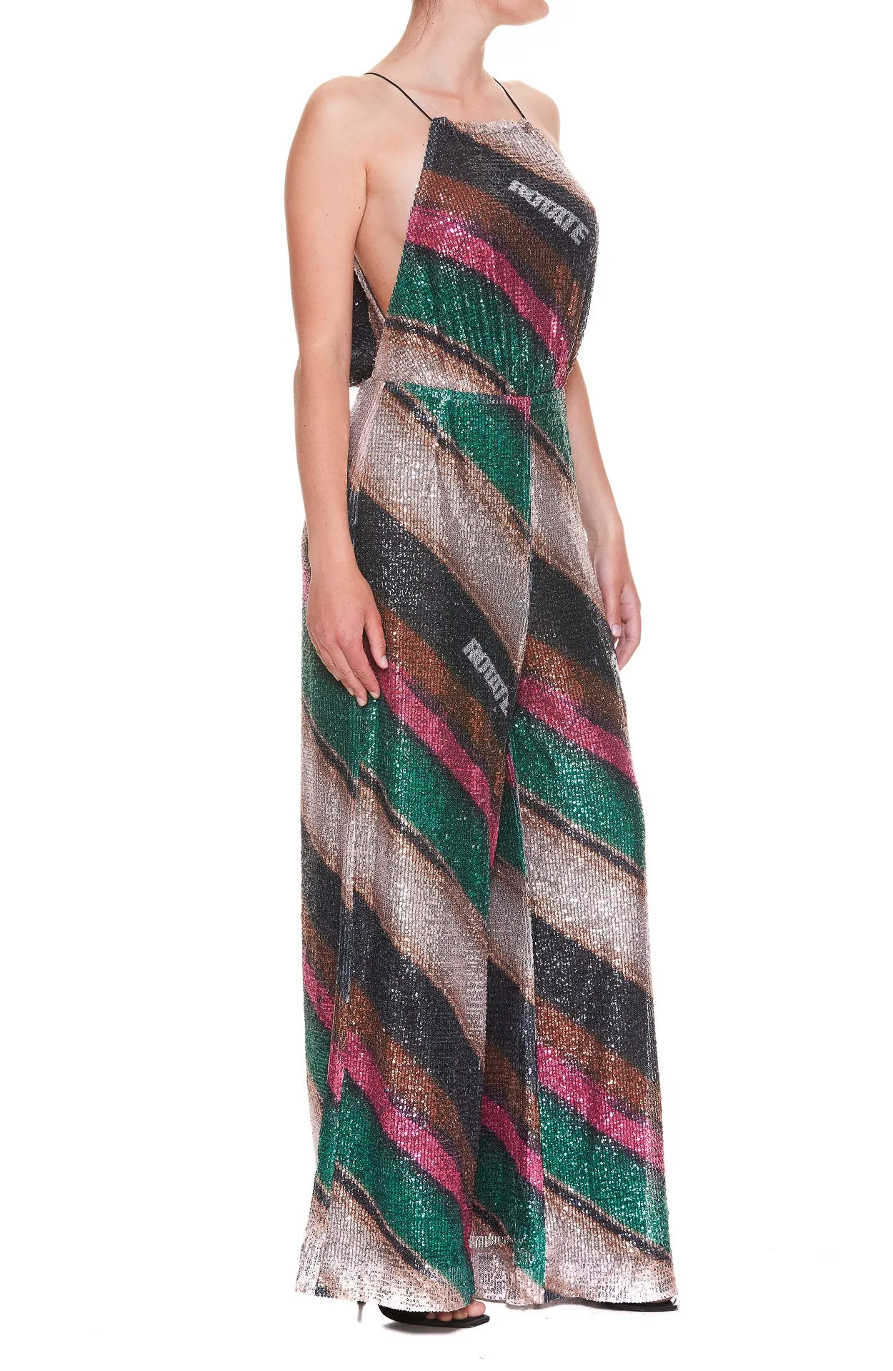 ROTATE Sequin Embellished Striped Playsuit