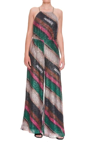 ROTATE Sequin Embellished Striped Playsuit