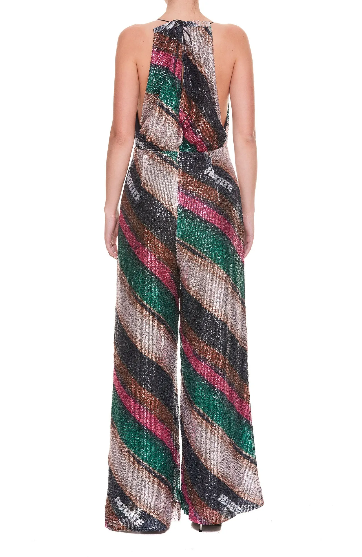 ROTATE Sequin Embellished Striped Playsuit