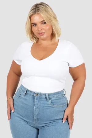 SAMPLE - V NECK BUTTERY TEE WHITE