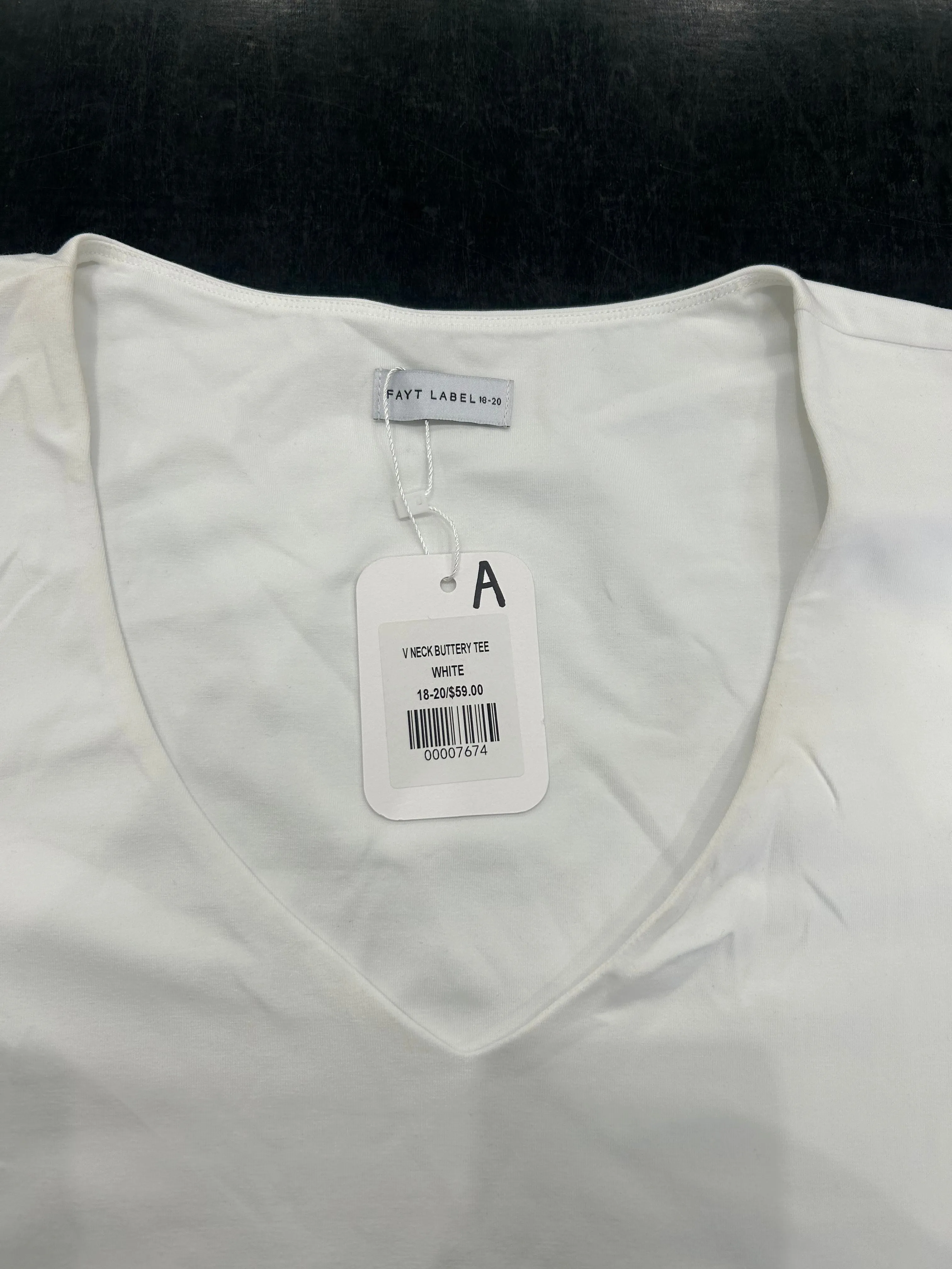 SAMPLE - V NECK BUTTERY TEE WHITE