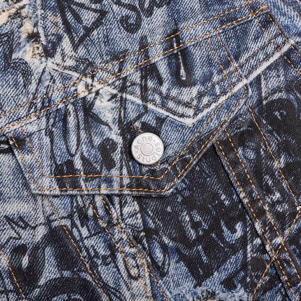 Scribble Denim Jacket - Mid Blue