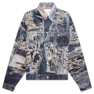Scribble Denim Jacket - Mid Blue