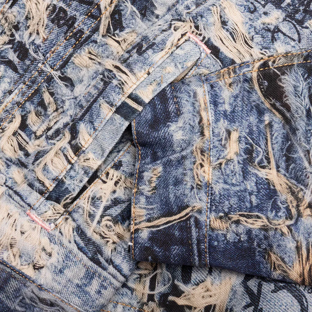 Scribble Denim Jacket - Mid Blue