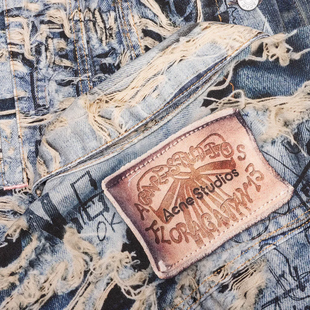 Scribble Denim Jacket - Mid Blue