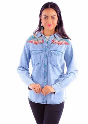 Scully HC901 Ladies Western Blouse with Cactus Scene